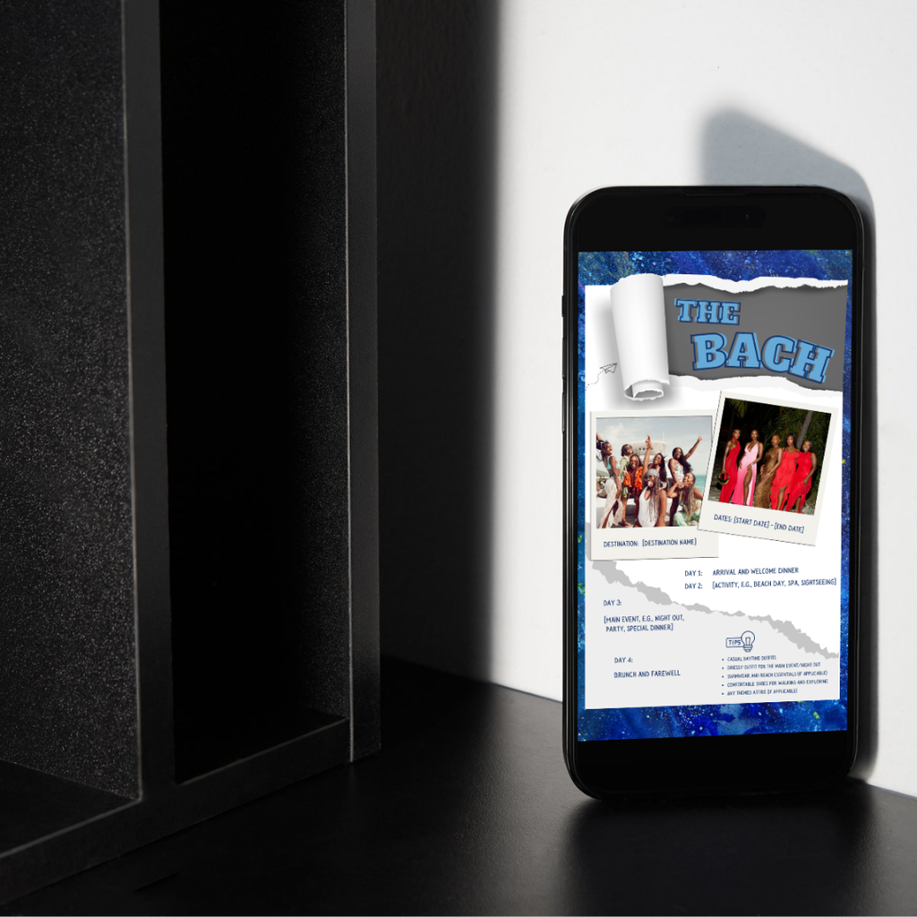 Bachelorette Trip Itinerary Editable Themed Fully Customizable Canva Template for Bridal Party