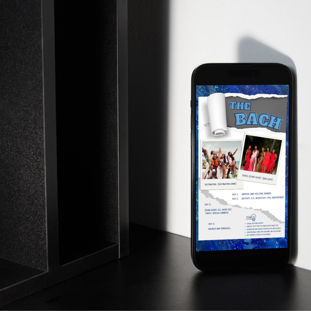 Bachelorette Trip Itinerary Editable Themed Fully Customizable Canva Template for Bridal Party