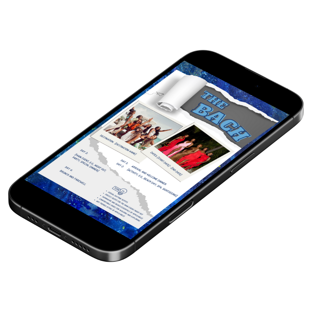 Bachelorette Trip Itinerary Editable Themed Fully Customizable Canva Template for Bridal Party