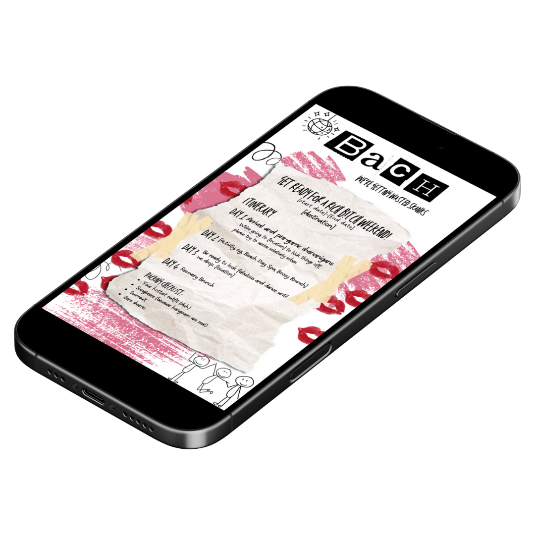 Bachelorette Trip Itinerary Editable Themed Fully Customizable Canva Template for Bridal Party