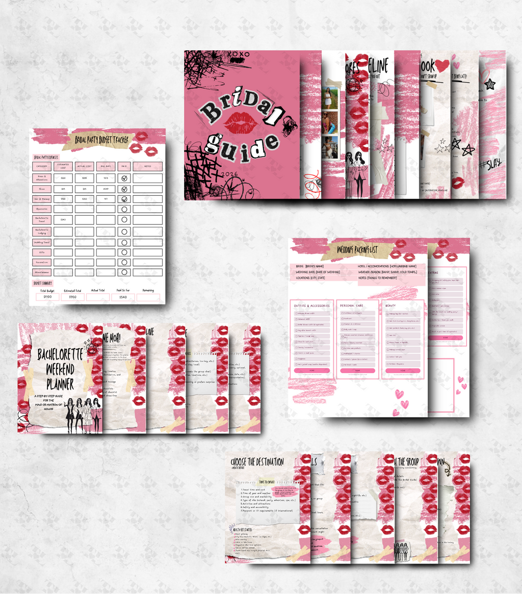 Bridal Party Planning Bundle - Scrapbook Edition | Editable Canva Wedding Templates