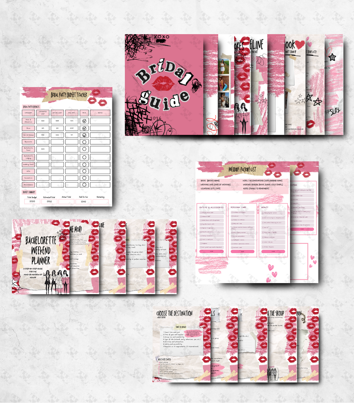 Bridal Party Planning Bundle - Scrapbook Edition | Editable Canva Wedding Templates