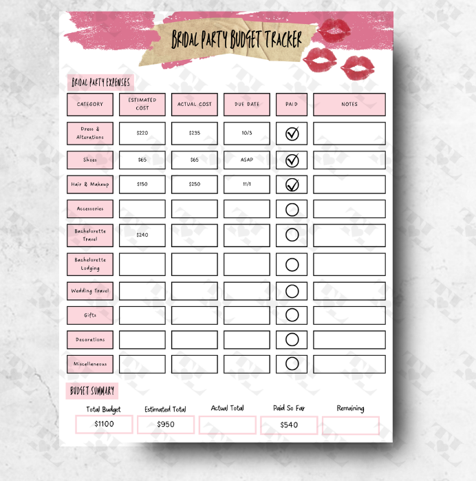 Wedding Budget Tracker Template - Scrapbook Edition | Editable Canva Wedding Planner