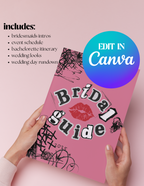 Editable Themed Bridesmaid Guide Wedding/Bachelorette Itinerary Fully Customizable Canva Template for bridal party