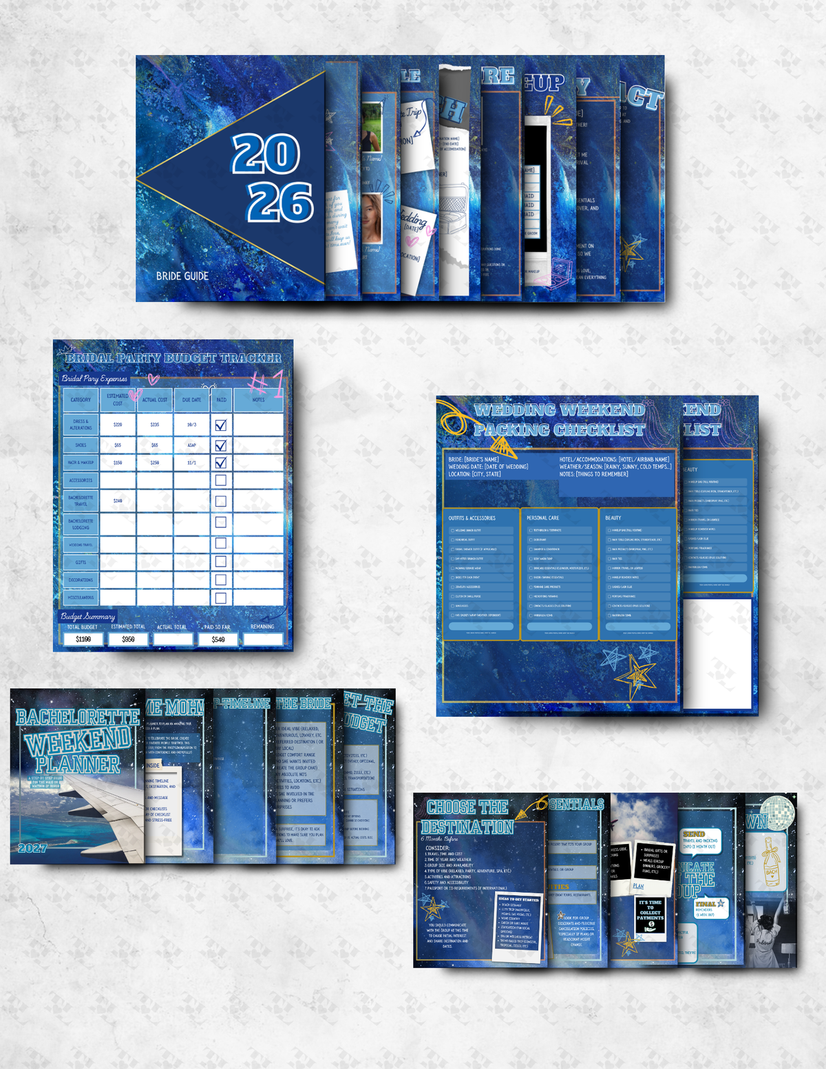 Bridal Party Planning Bundle - Yearbook Edition | Editable Canva Wedding Templates