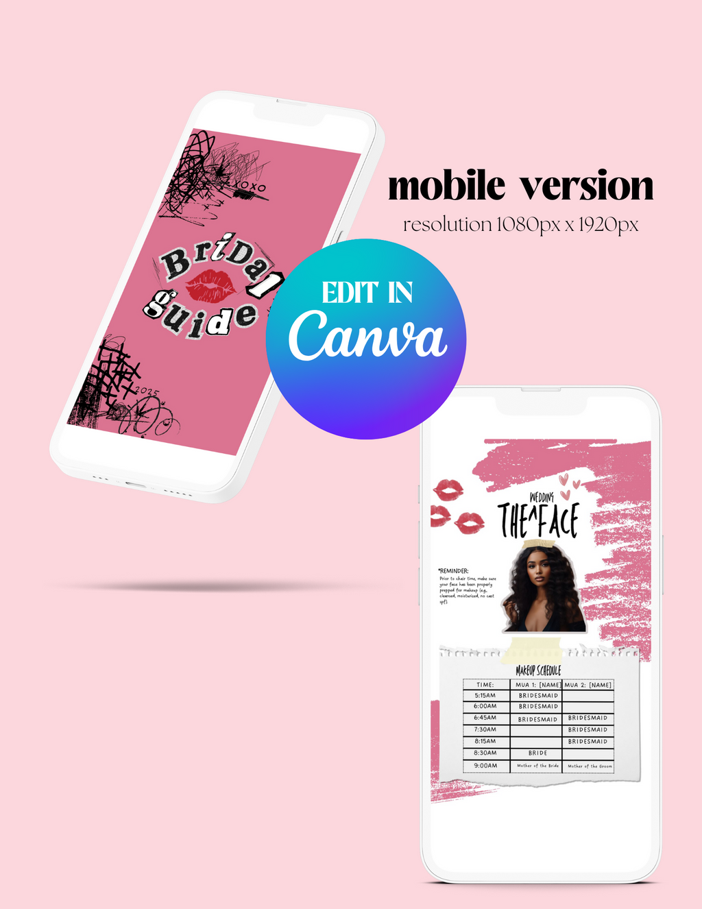 Editable Themed Bridesmaid Guide Wedding/Bachelorette Itinerary Fully Customizable Canva Template for bridal party