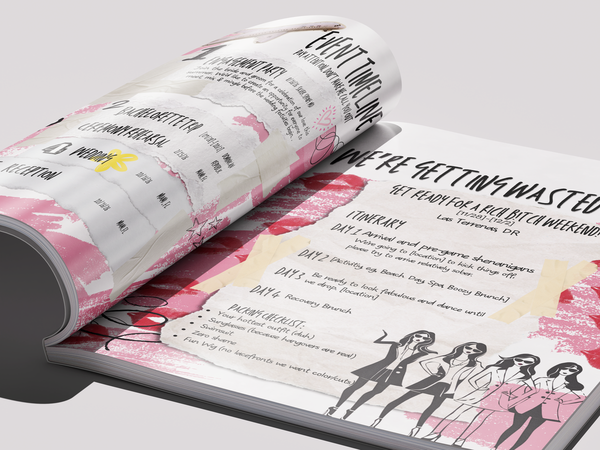 Bridesmaid Guide Template - Scrapbook Edition | Wedding & Bachelorette Itinerary | Canva