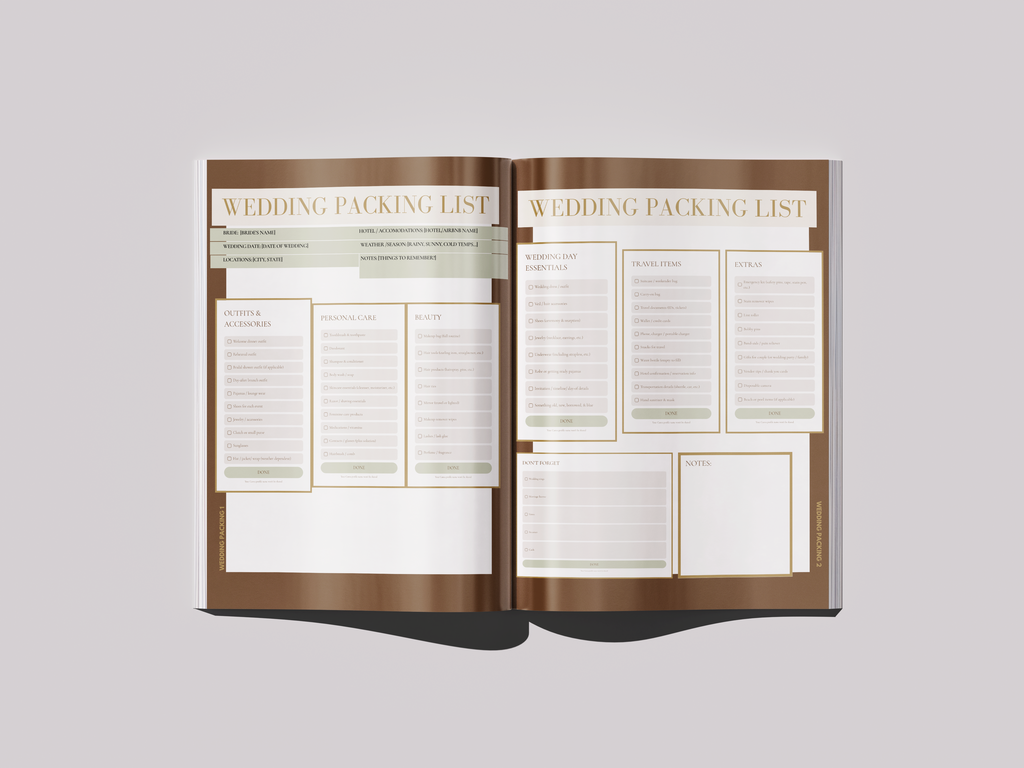 Wedding Packing List Template - Magazine Edition | Editable Canva Wedding Checklist