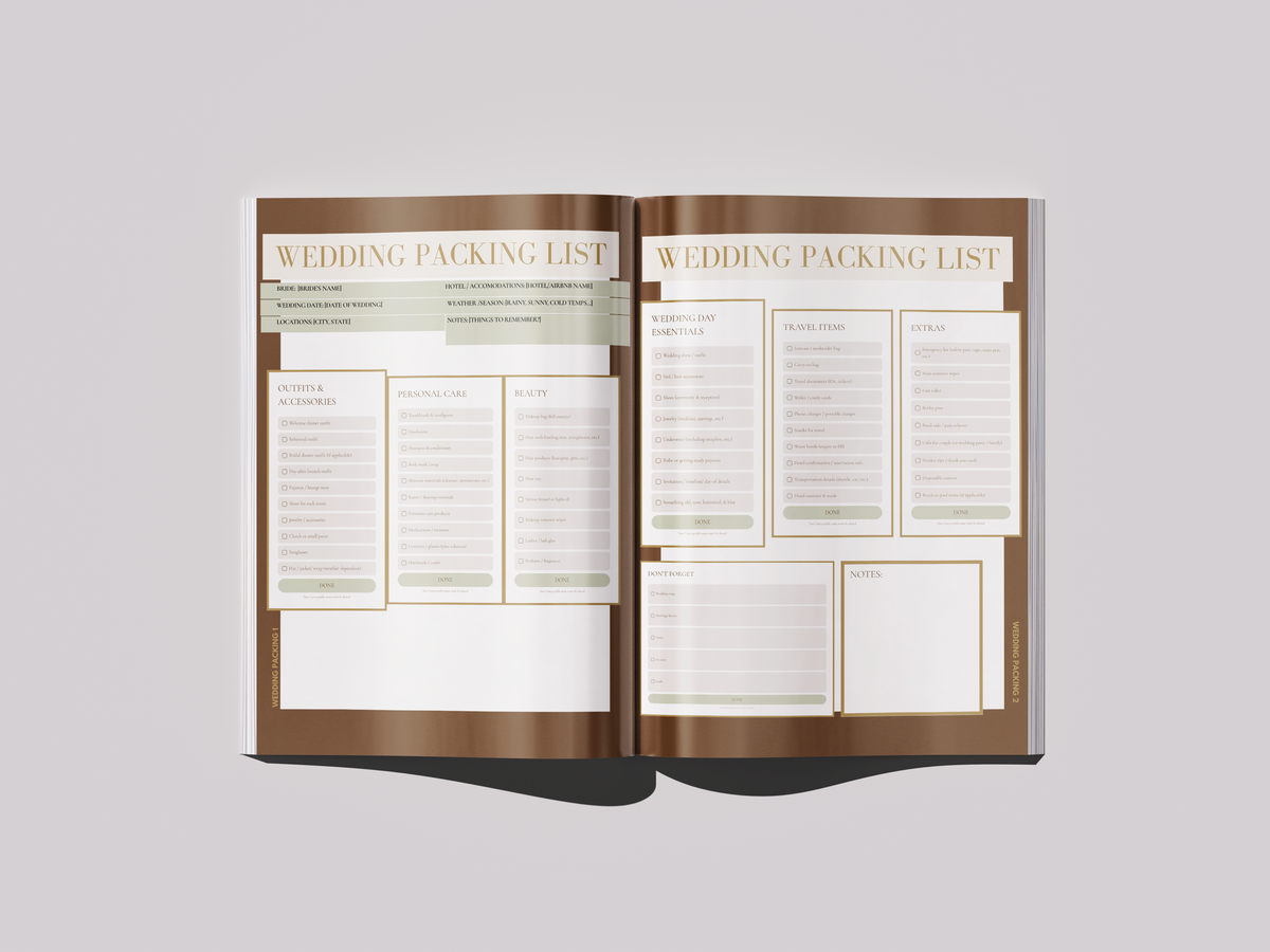 Wedding Packing List Template - Magazine Edition | Editable Canva Wedding Checklist