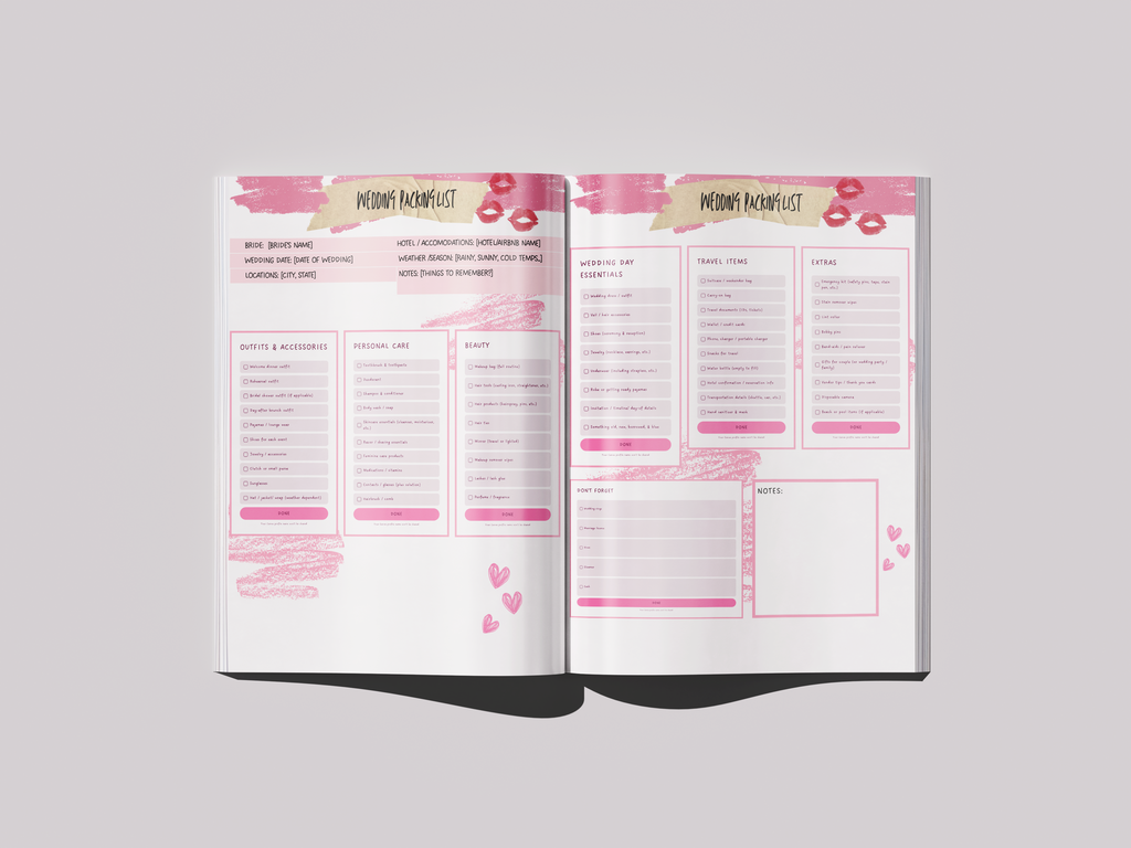Wedding Packing List Template - Scrapbook Edition | Editable Canva Wedding Checklist