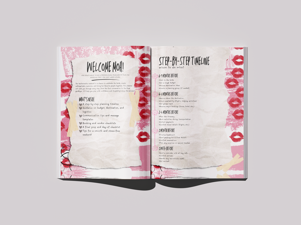 Bachelorette Weekend Planner - Scrapbook Edition | Editable Canva Bachelorette Planning Guide