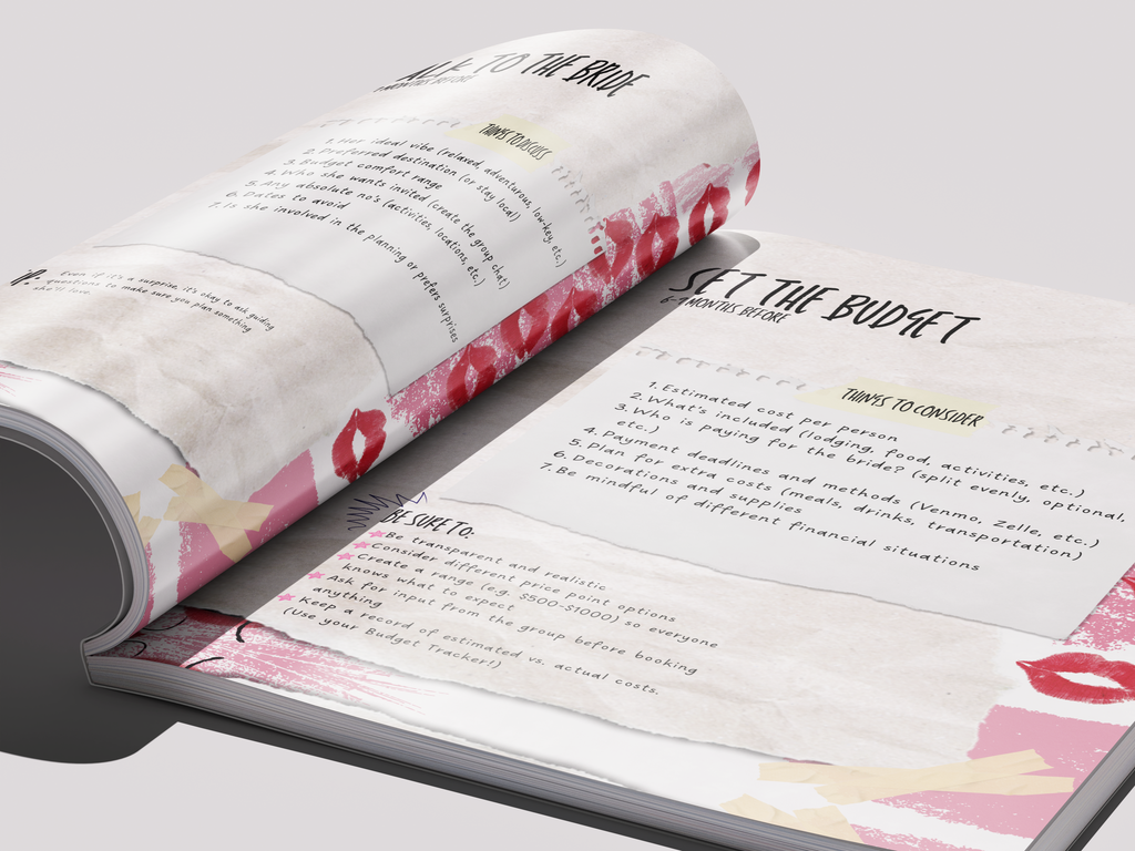 Bachelorette Weekend Planner - Scrapbook Edition | Editable Canva Bachelorette Planning Guide